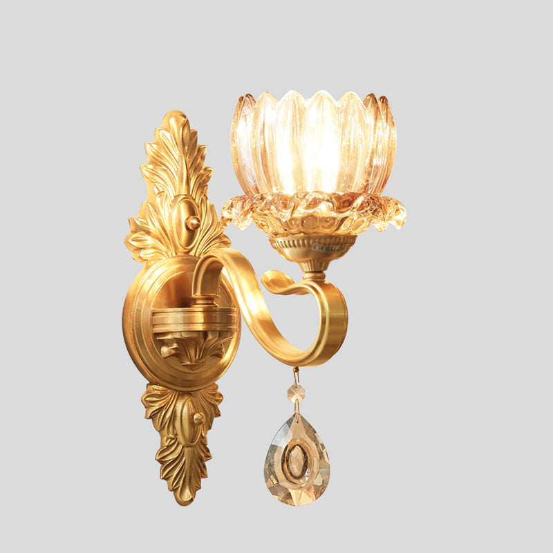 Modern Wall Sconce Household Wall Fixture with Crystal Shade for Bedroom Sitting Room