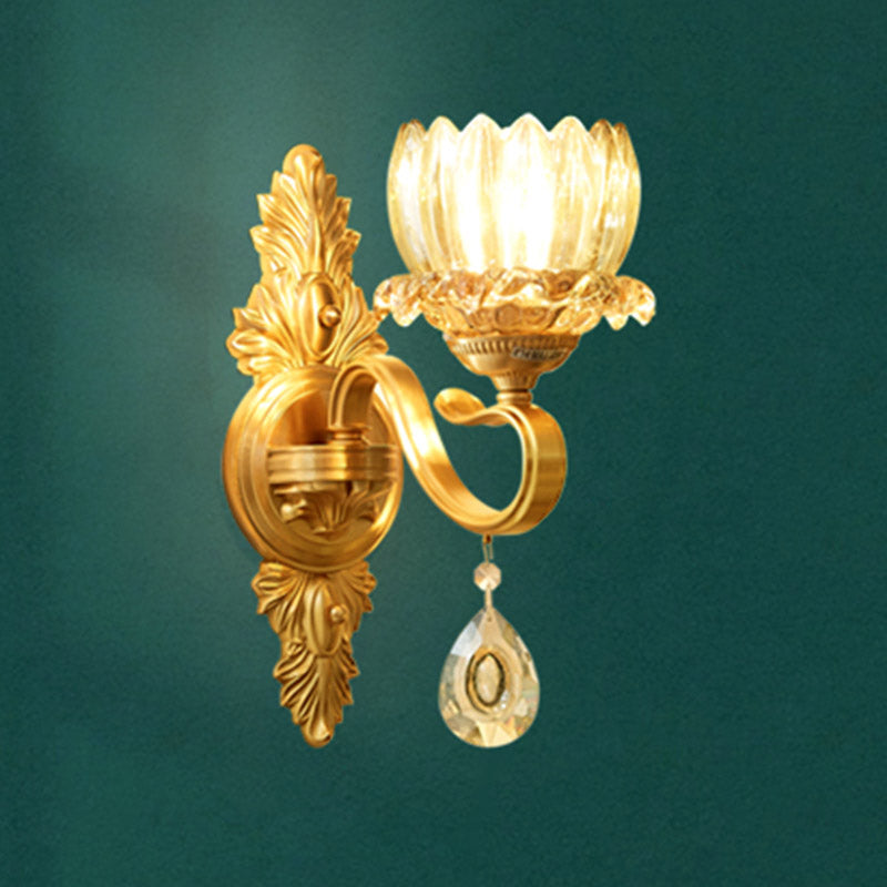 Modern Wall Sconce Household Wall Fixture with Crystal Shade for Bedroom Sitting Room
