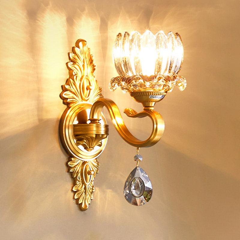 Modern Wall Sconce Household Wall Fixture with Crystal Shade for Bedroom Sitting Room