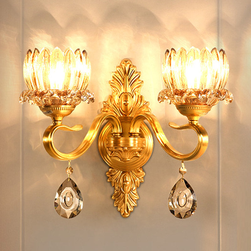 Modern Wall Sconce Household Wall Fixture with Crystal Shade for Bedroom Sitting Room
