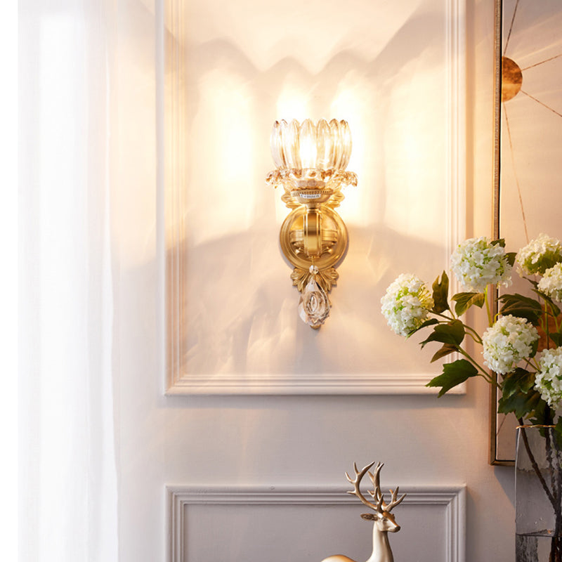 Modern Wall Sconce Household Wall Fixture with Crystal Shade for Bedroom Sitting Room