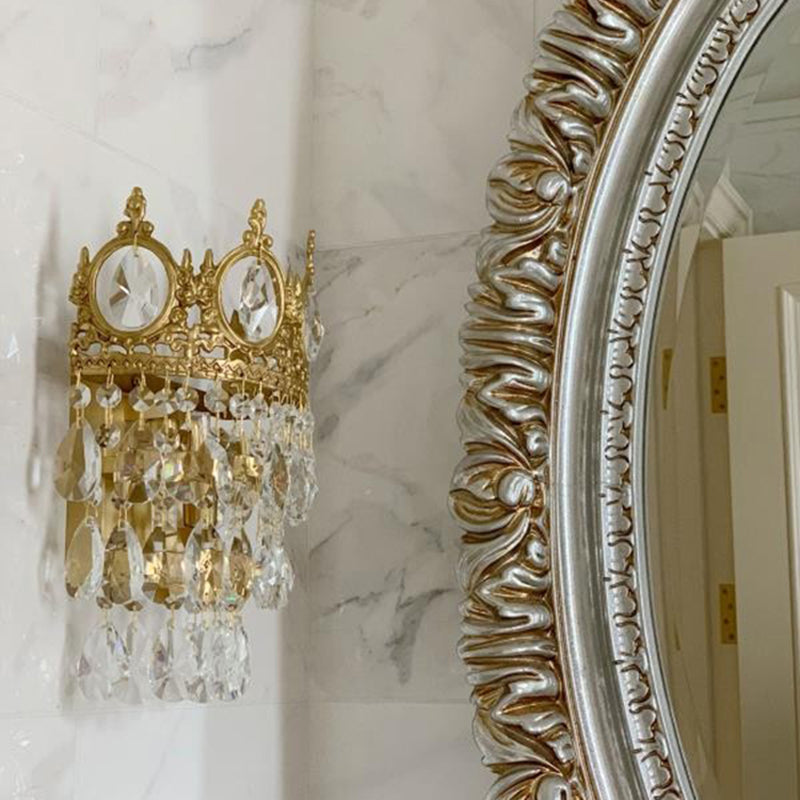 Contemporary Style Crown Wall Sconce Light Simplicity Wall Lamp with Crystal Shade