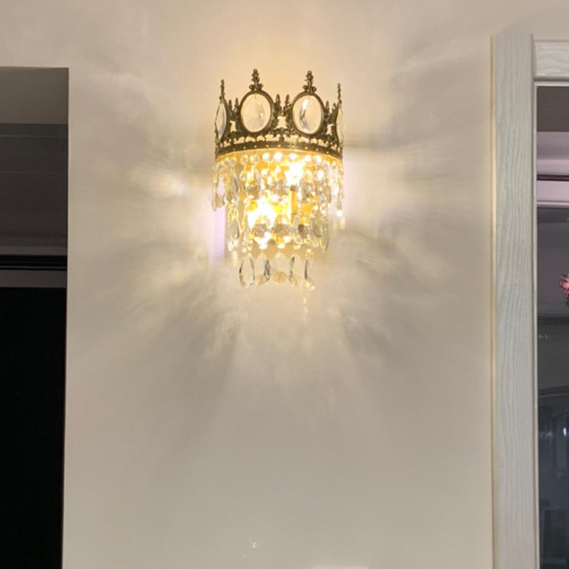 Contemporary Style Crown Wall Sconce Light Simplicity Wall Lamp with Crystal Shade