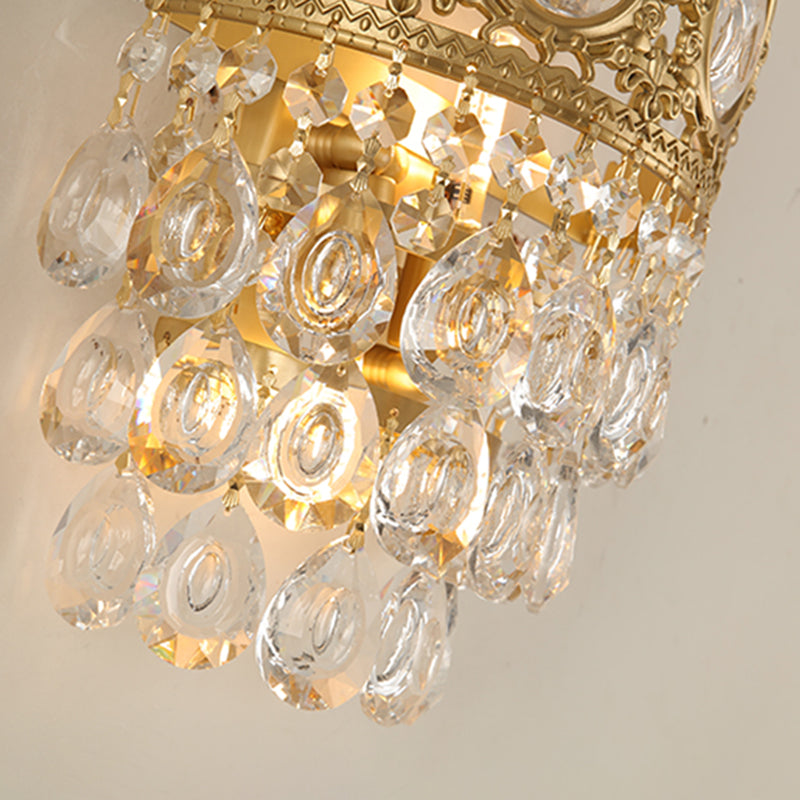 Contemporary Style Crown Wall Sconce Light Simplicity Wall Lamp with Crystal Shade