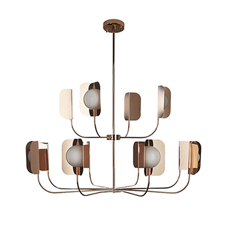 Nordic Style Metal Chandelier Branch Brown Pendant Lamps for Living Room