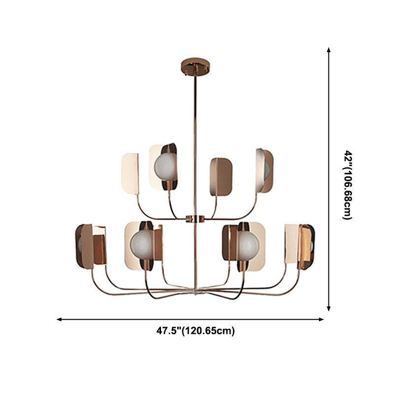 Nordic Style Metal Chandelier Branch Brown Pendant Lamps for Living Room