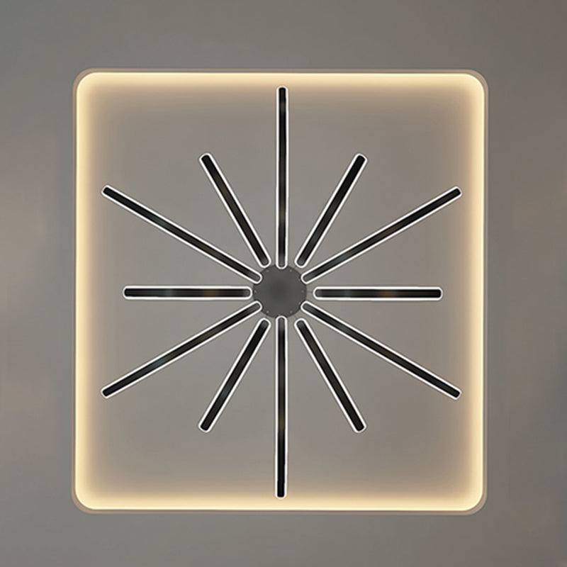 Curved LED Chandelier Minimalist Metal Living Room Villa Hanging Light in Black