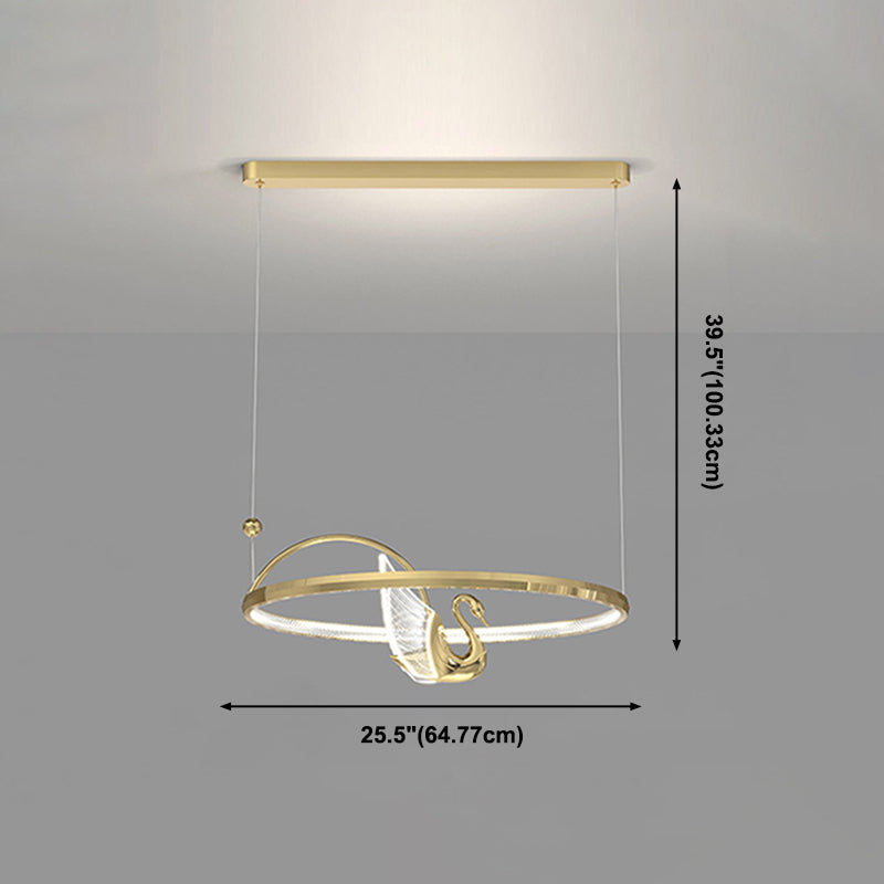 Gold Swan Suspension Light Minimalist Metal LED Chandelier for Living Room
