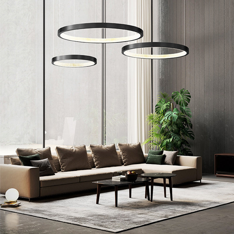 Round Chandelier Light Fixtures Modern Multi-Tier Suspension Pendant Lamps