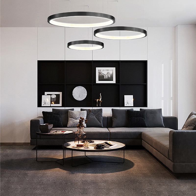 Round Chandelier Light Fixtures Modern Multi-Tier Suspension Pendant Lamps