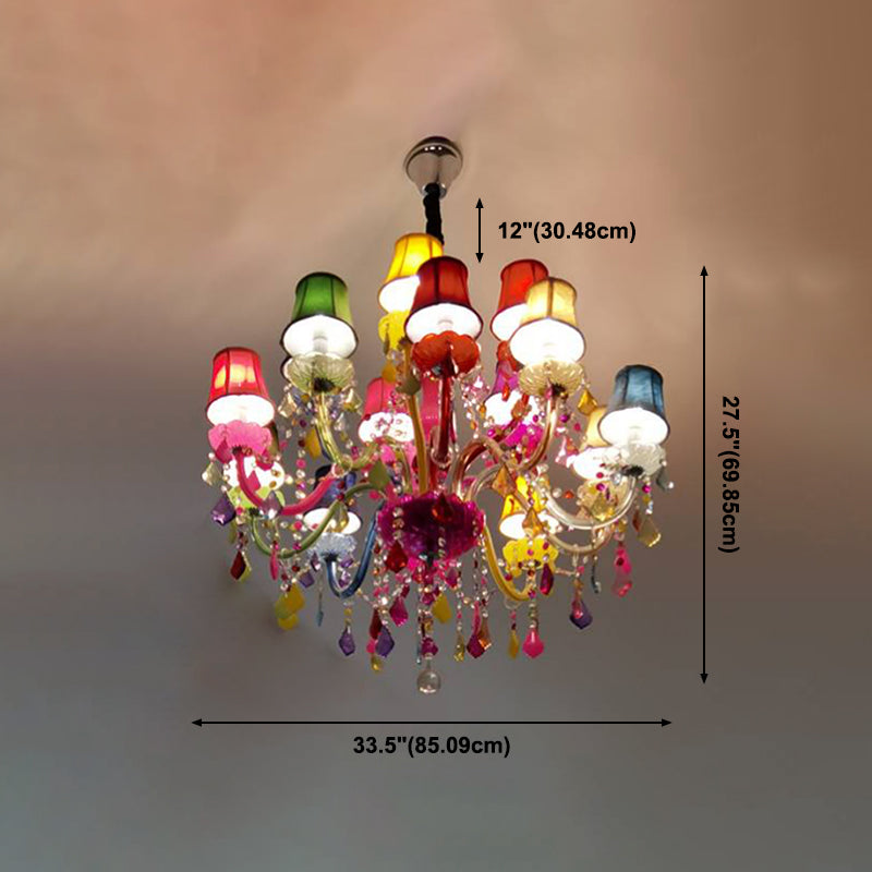 Colorful Candlestick Suspension Lighting Macaron Style Chandelier for Living Room