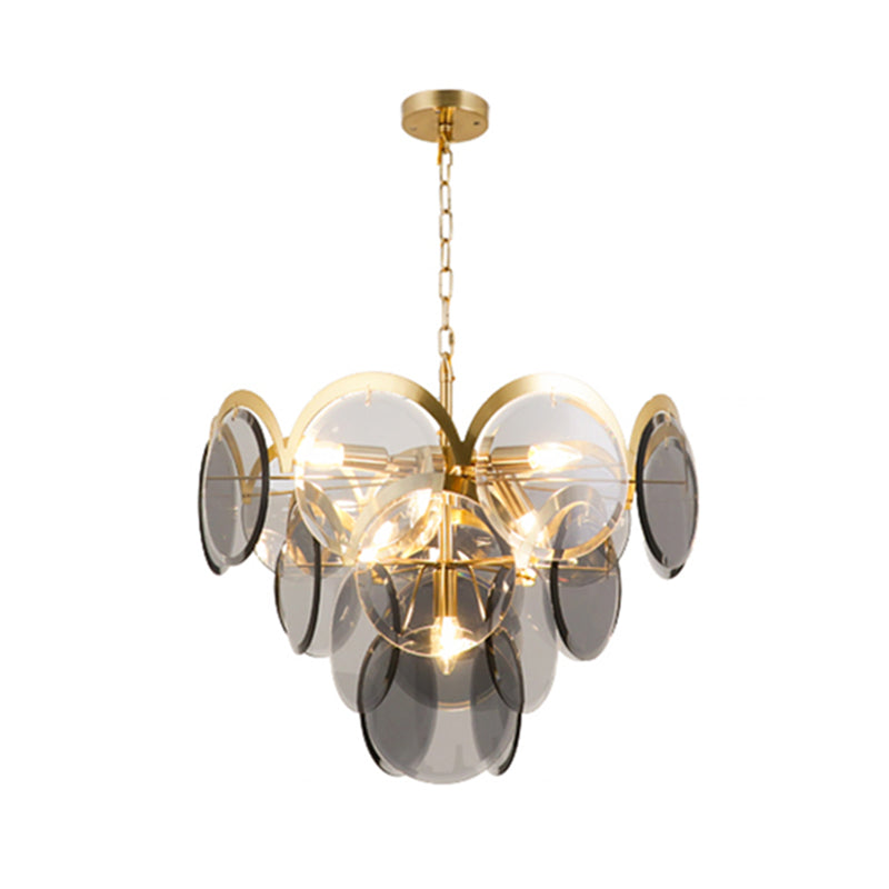 Nordic Metal Chandelier Geometric Pendant Lamps with Clear Glass for Living Room