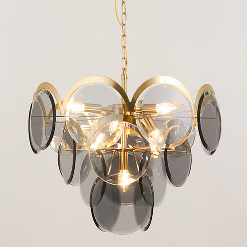 Nordic Metal Chandelier Geometric Pendant Lamps with Clear Glass for Living Room