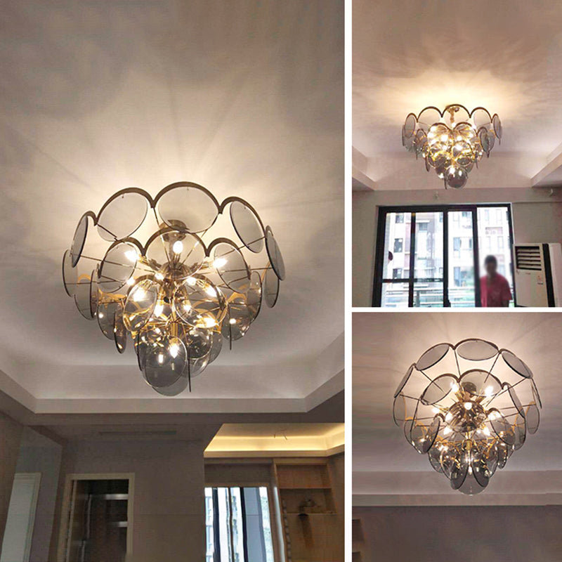 Nordic Metal Chandelier Geometric Pendant Lamps with Clear Glass for Living Room