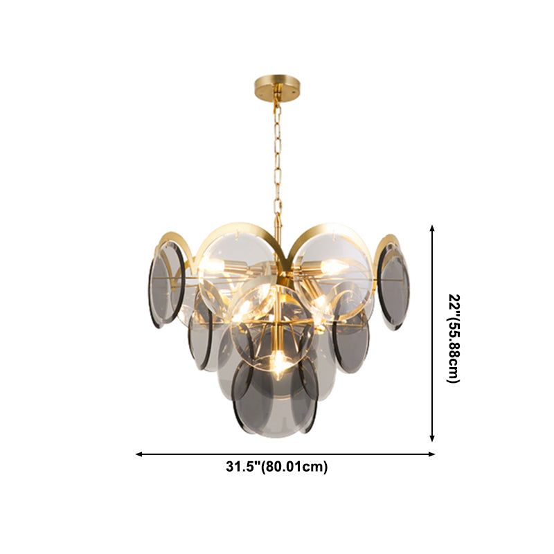 Nordic Metal Chandelier Geometric Pendant Lamps with Clear Glass for Living Room