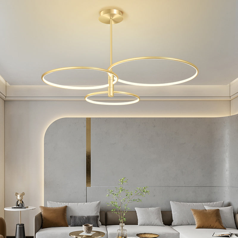 Round Chandelier Light Fixtures Modern Multi-Tier Gold Suspension Pendant Lamps