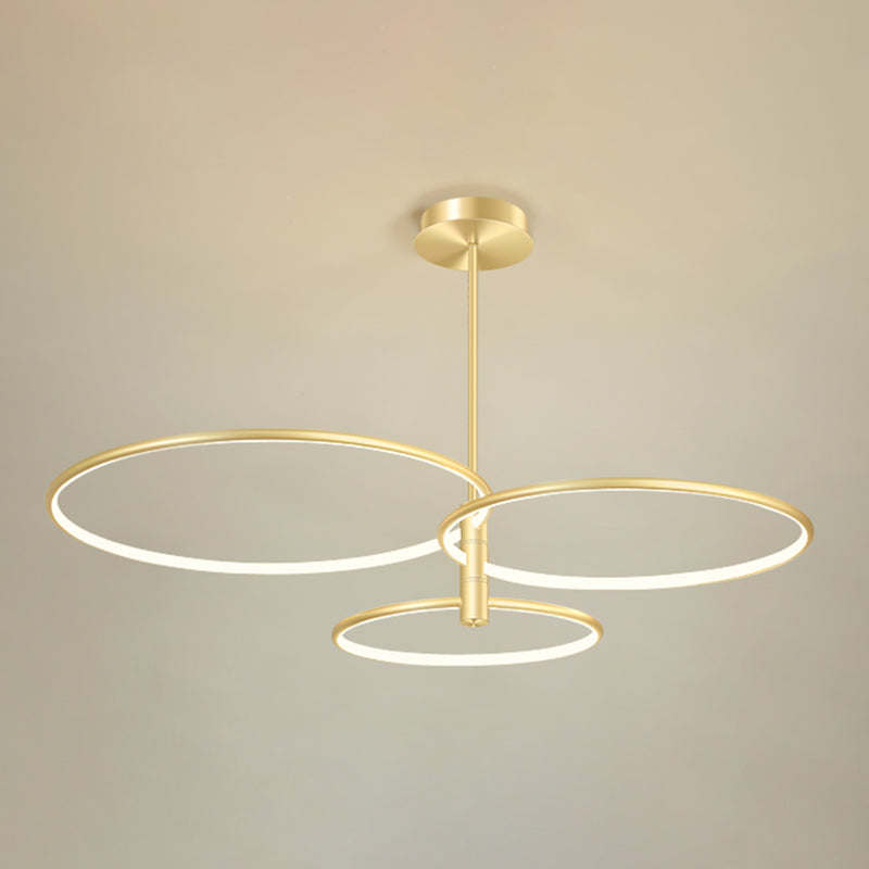 Round Chandelier Light Fixtures Modern Multi-Tier Gold Suspension Pendant Lamps