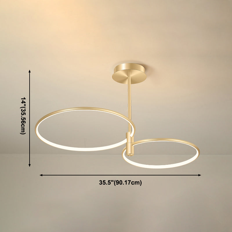 Round Chandelier Light Fixtures Modern Multi-Tier Gold Suspension Pendant Lamps