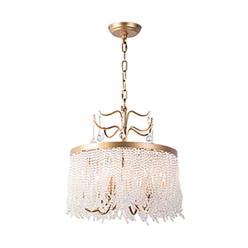 Modern Style Chandelier Metal Minimalism Hanging Light with Crystal for Bedroom