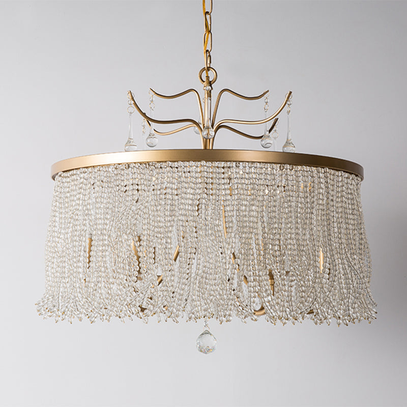 Modern Style Chandelier Metal Minimalism Hanging Light with Crystal for Bedroom
