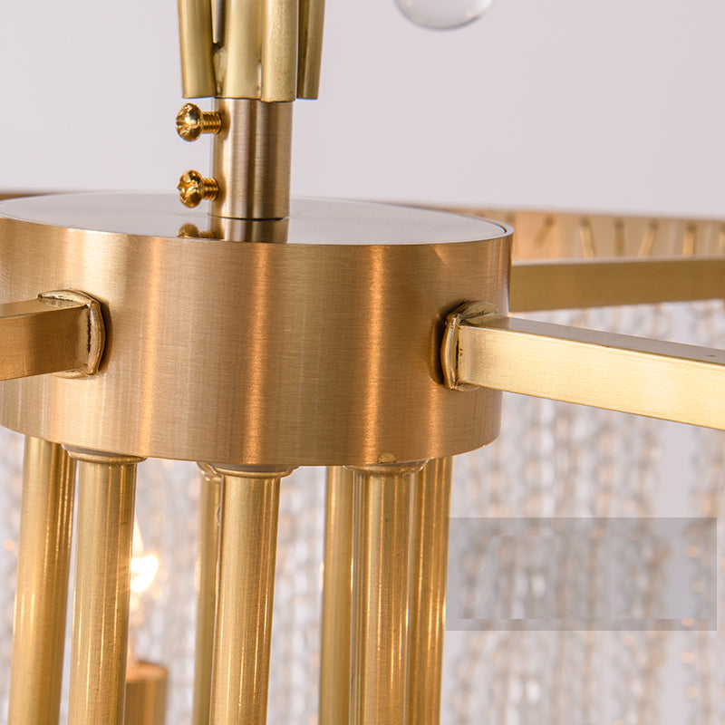 Modern Style Chandelier Metal Minimalism Hanging Light with Crystal for Bedroom