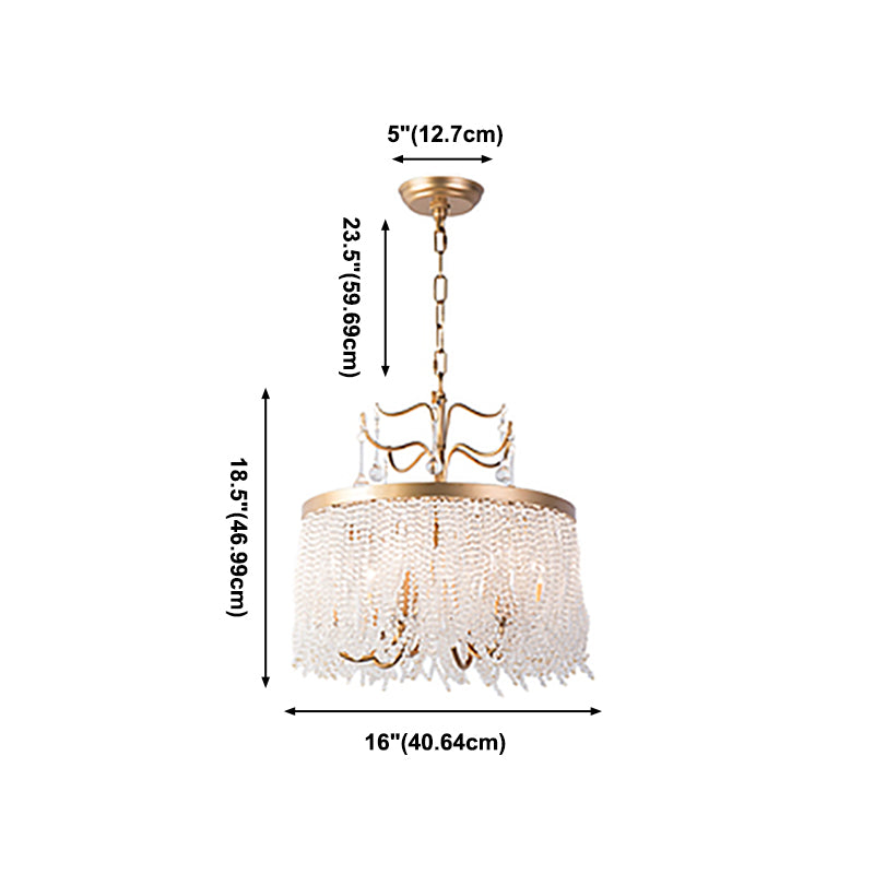 Modern Style Chandelier Metal Minimalism Hanging Light with Crystal for Bedroom