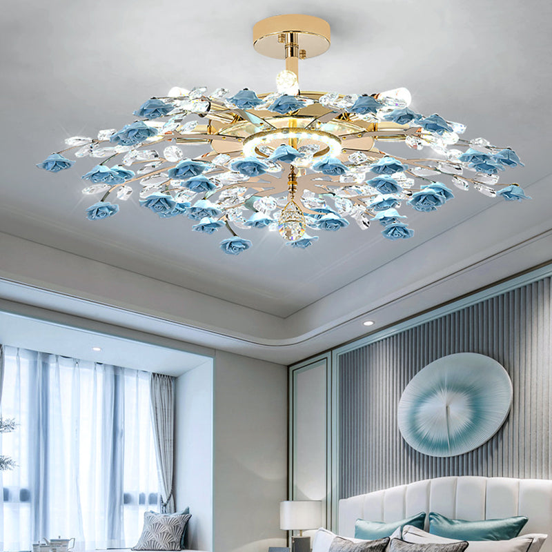 Rustikale Rosenkronleuchter Licht einfaches Aufhängung Licht mit Kristallakzenten