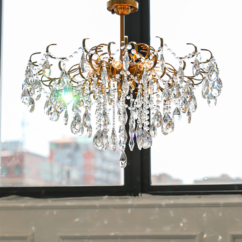 Traditional Chandelier Light Fixtures Multi-Head Crystal Suspension Pendant Lamps