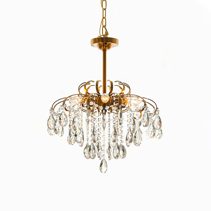 Traditional Chandelier Light Fixtures Multi-Head Crystal Suspension Pendant Lamps