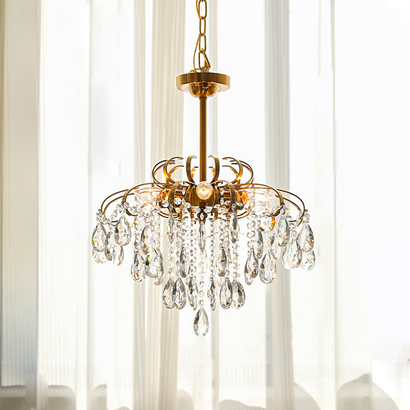 Traditional Chandelier Light Fixtures Multi-Head Crystal Suspension Pendant Lamps