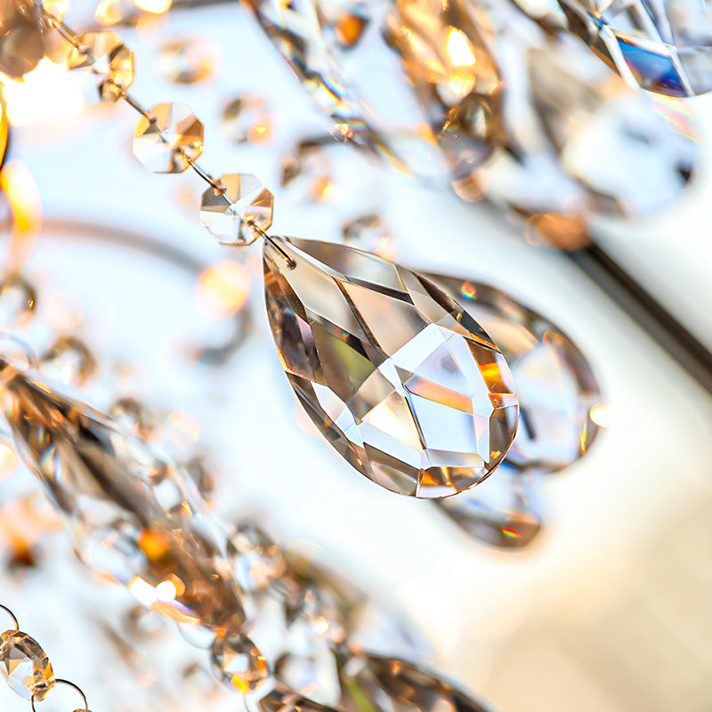 Traditional Chandelier Light Fixtures Multi-Head Crystal Suspension Pendant Lamps