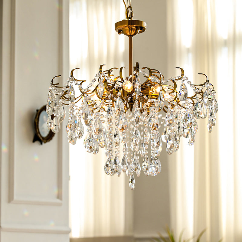 Traditional Chandelier Light Fixtures Multi-Head Crystal Suspension Pendant Lamps