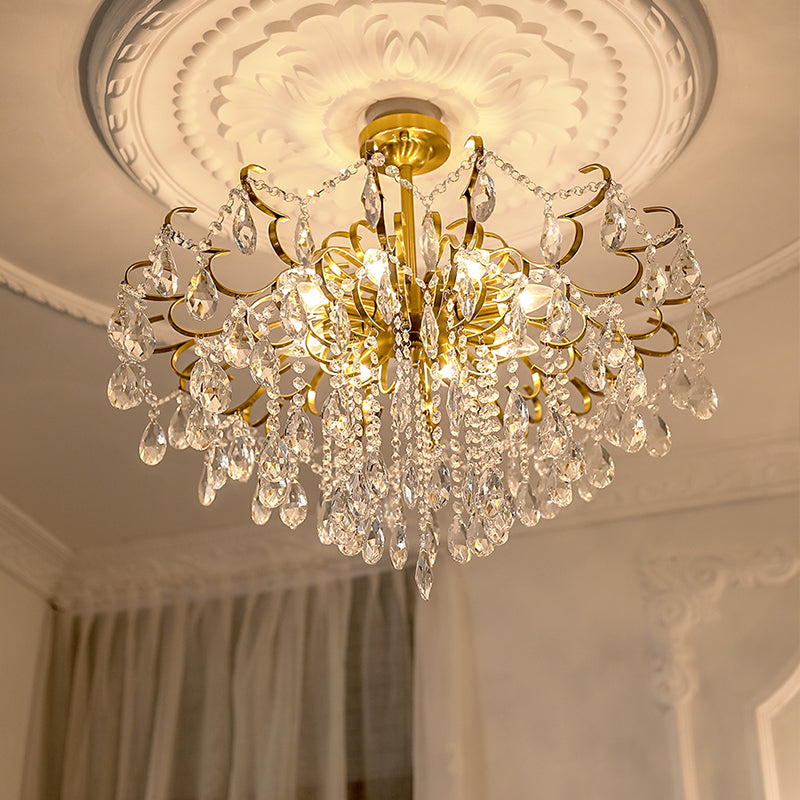 Traditional Chandelier Light Fixtures Multi-Head Crystal Suspension Pendant Lamps