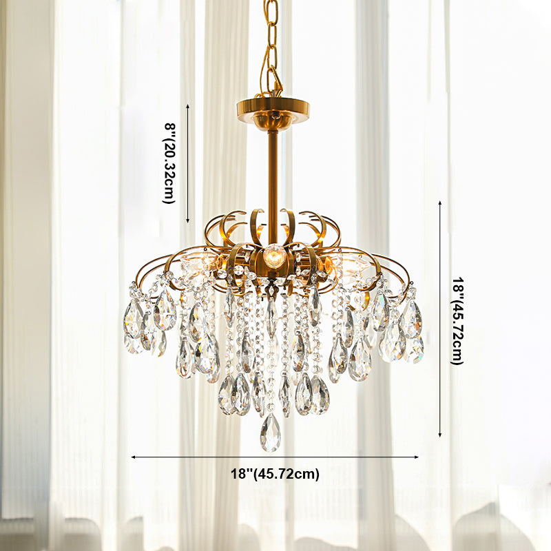 Traditional Chandelier Light Fixtures Multi-Head Crystal Suspension Pendant Lamps