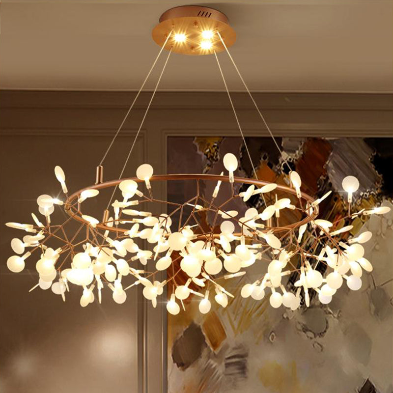 Metal Branch Shape Chandelier Postmodern Fireflies Hanging Lamp for Restaurant