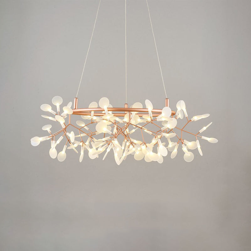 Metal Branch Shape Chandelier Postmodern Fireflies Hanging Lamp for Restaurant