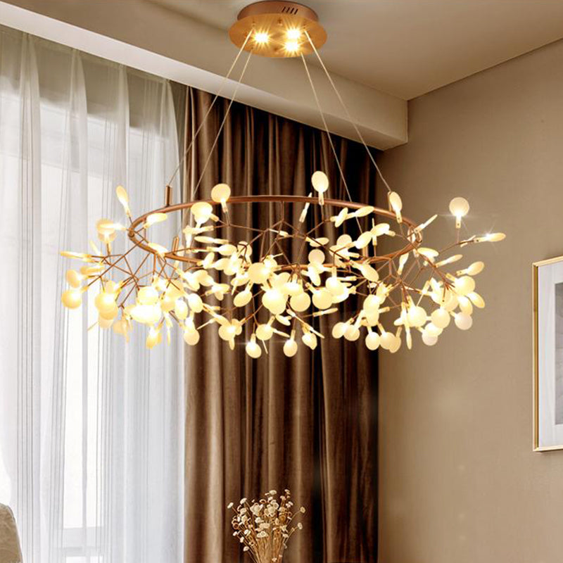 Metal Branch Shape Chandelier Postmodern Fireflies Hanging Lamp for Restaurant