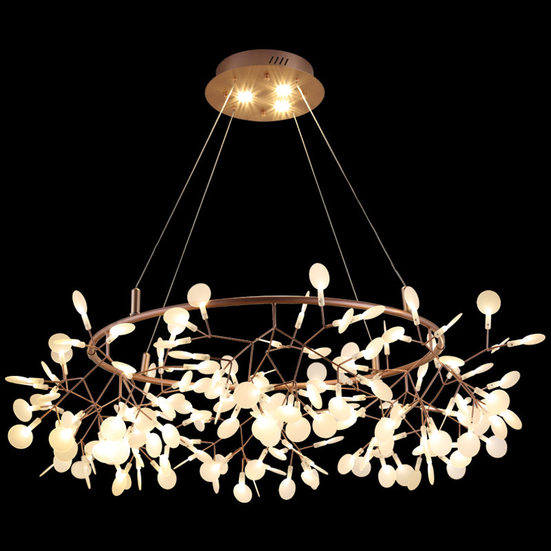 Metal Branch Shape Chandelier Postmodern Fireflies Hanging Lamp for Restaurant