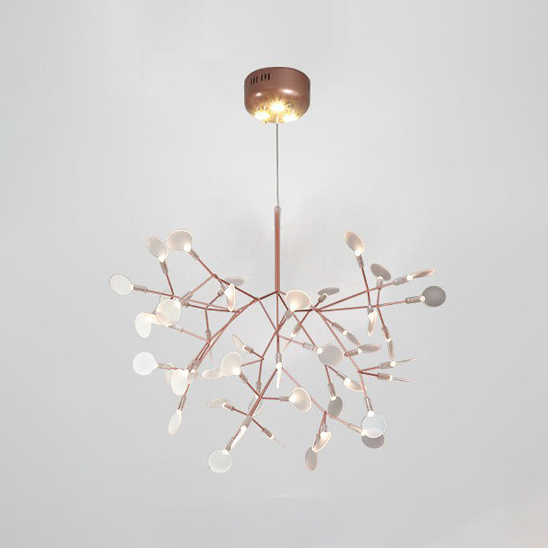 Metal Branch Shape Chandelier Postmodern Fireflies Hanging Lamp for Restaurant