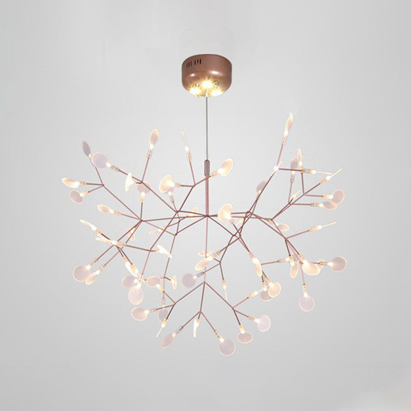 Metal Branch Shape Chandelier Postmodern Fireflies Hanging Lamp for Restaurant