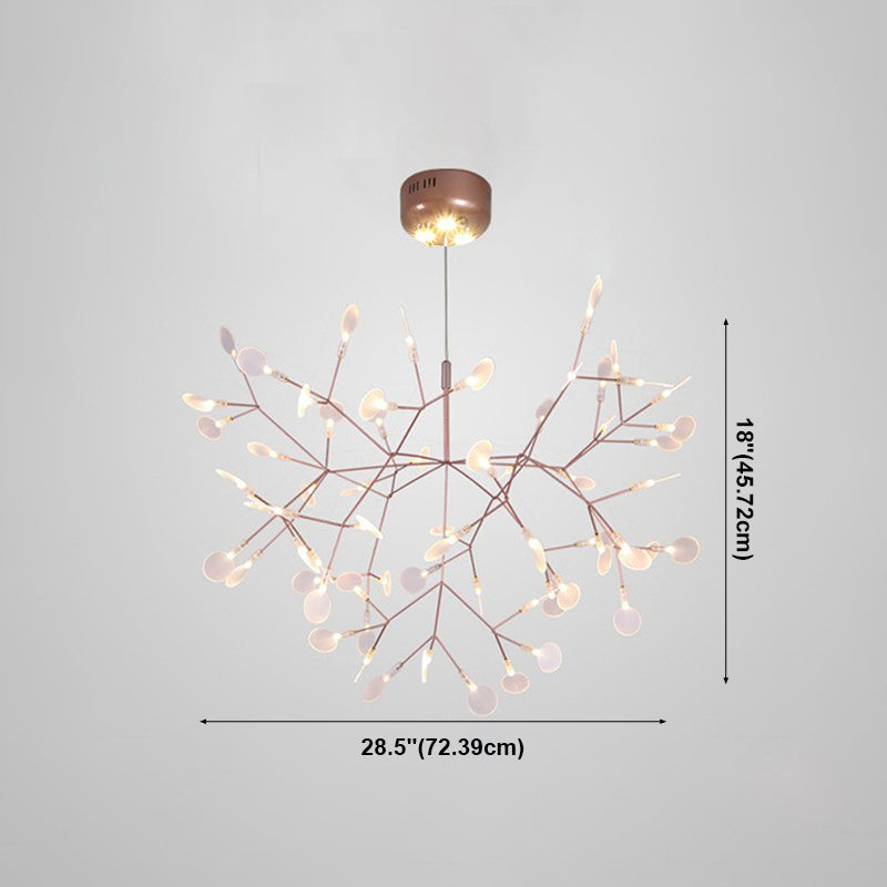 Metal Branch Shape Chandelier Postmodern Fireflies Hanging Lamp for Restaurant
