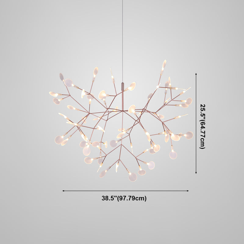 Metal Branch Shape Chandelier Postmodern Fireflies Hanging Lamp for Restaurant