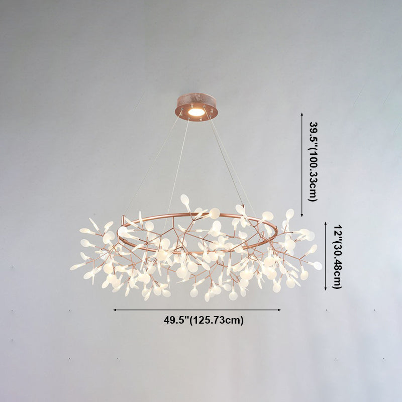 Metal Branch Shape Chandelier Postmodern Fireflies Hanging Lamp for Restaurant