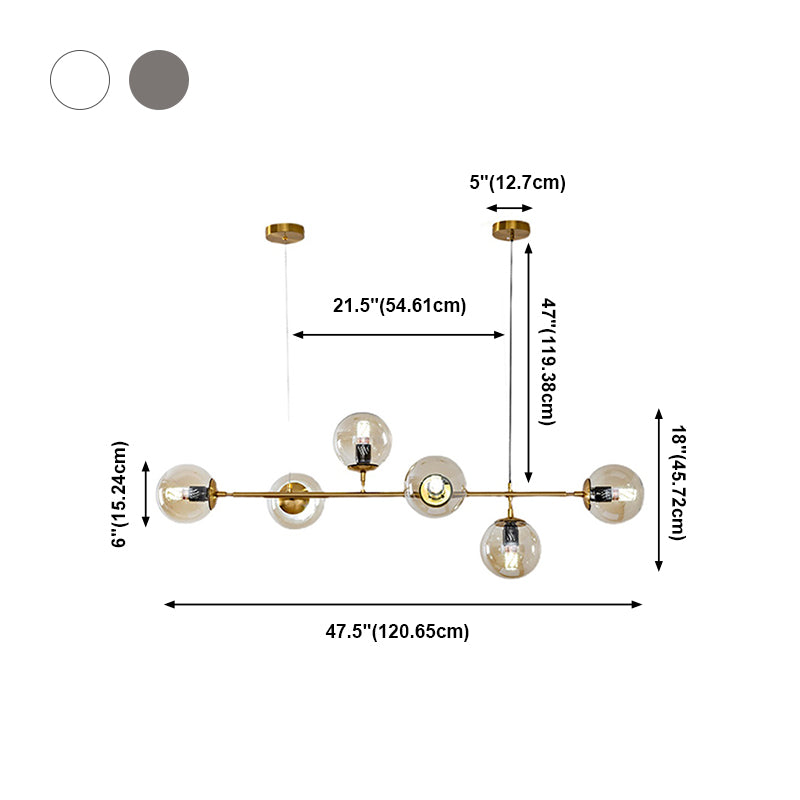 Contemporary Globe Pendant Lights Glass 6 Light Pendant Lighting