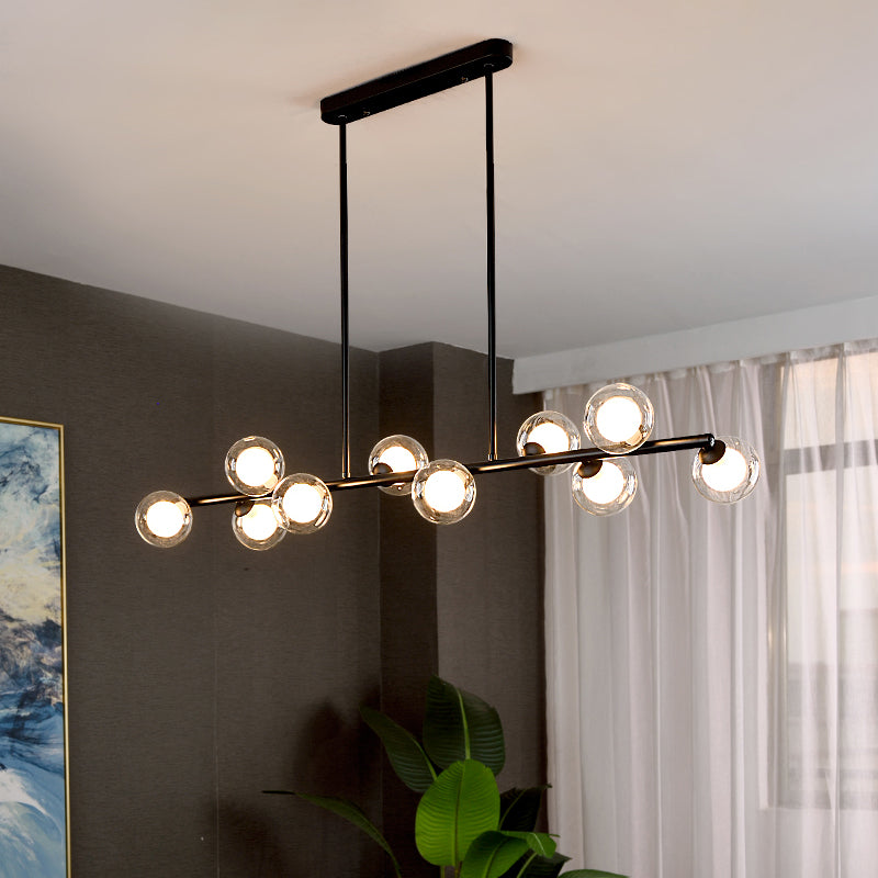 Modern Kitchen Island Lighting Round Hanging Island Lights with Clear Glass Shade