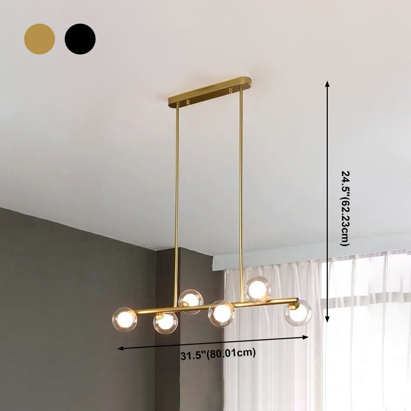 Modern Kitchen Island Lighting Round Hanging Island Lights with Clear Glass Shade