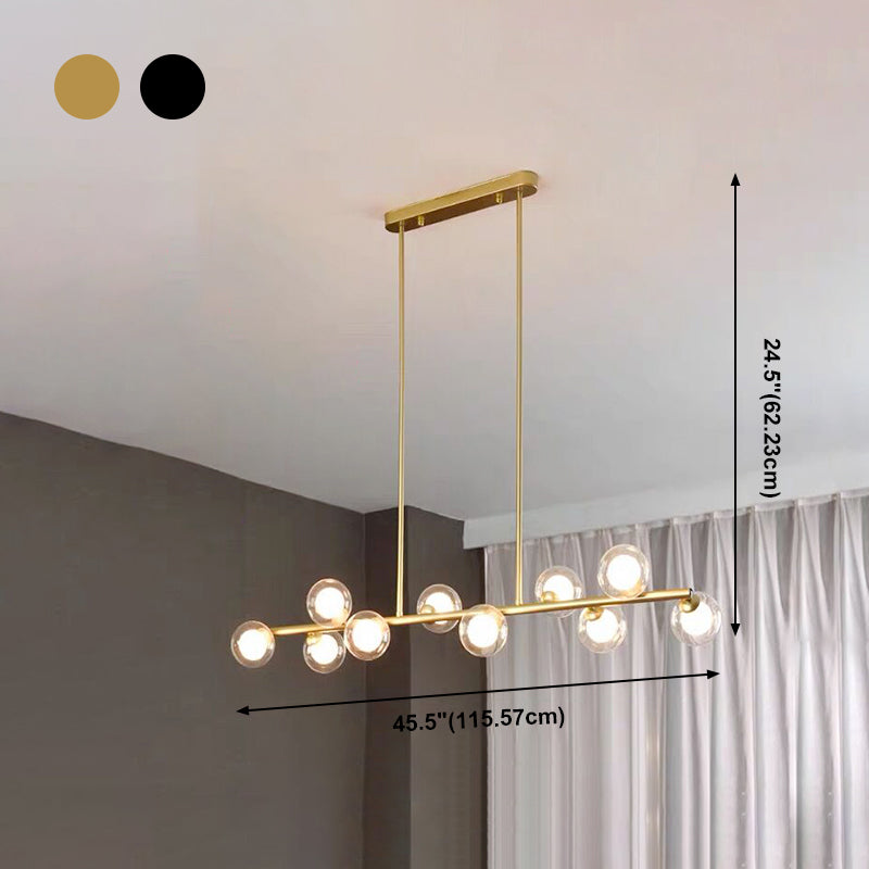 Modern Kitchen Island Lighting Round Hanging Island Lights with Clear Glass Shade