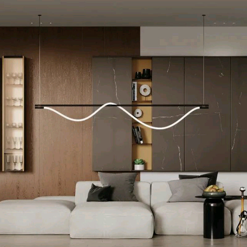 Modern Pendant Lighting Linear Island Chandelier Lights in Black and White