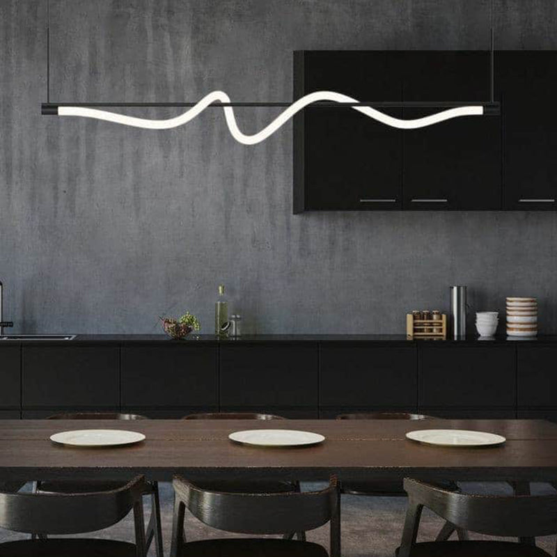Modern Pendant Lighting Linear Island Chandelier Lights in Black and White