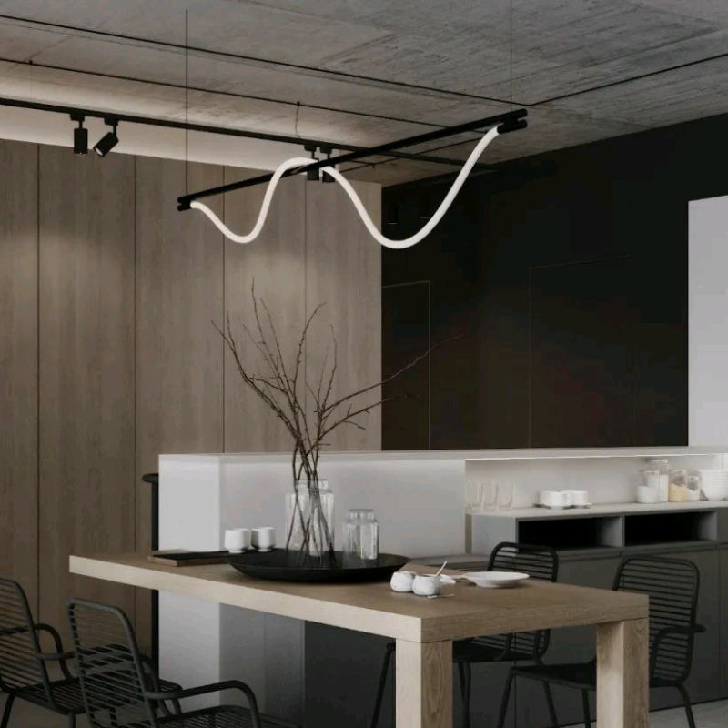 Modern Pendant Lighting Linear Island Chandelier Lights in Black and White